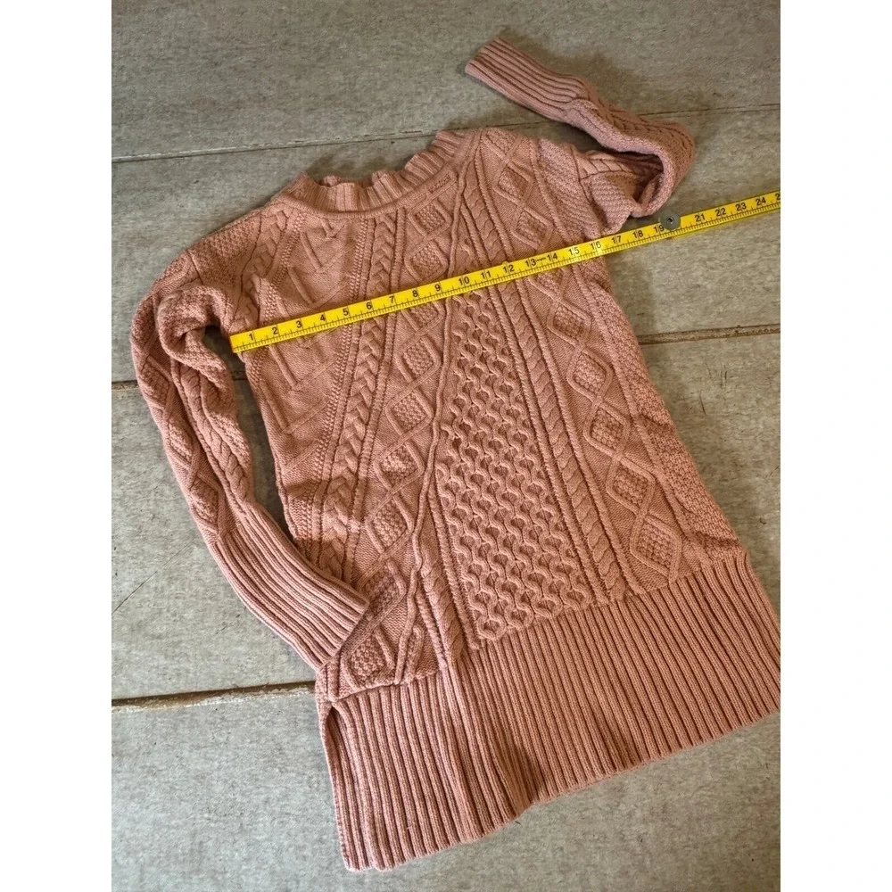 J.‎ Crew Pink Cable Knit Sweater Womens XXS Wool Blend Tunic Longline EUC Blush